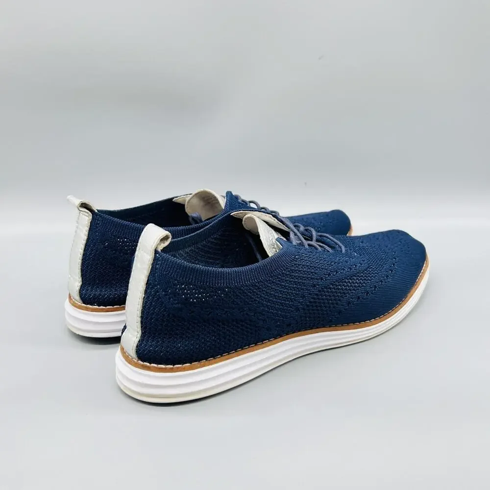 Cole Haan Shoes Womens 11 Blue Knit Grand OS Wingtip Oxford Dress Sneakers